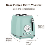 Bear 2-Slice Electric Toaster DSL-P02D5 - Retro Style