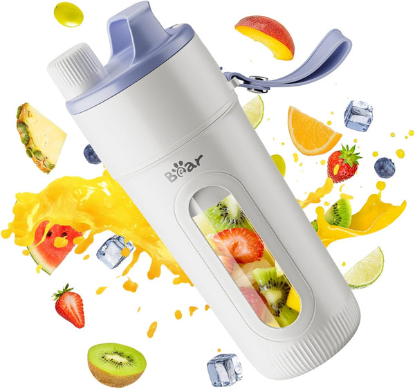 Bear Portable Blender LLJ-P03T5, Updated 10 Blades and USB Rechargeable Cordless Personal Blender,