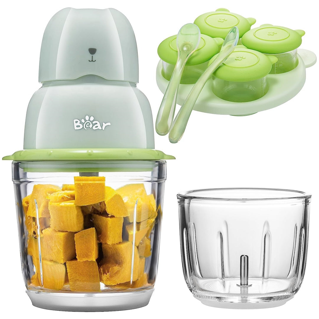 Bear Food Processor, Electric Food Chopper with 2 Glass Bowls (8 Cup+2.5  Cup), 400W Power Grinder 