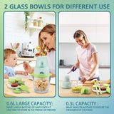 Bear Baby Food Puree Blender with 2 Glass Bowls, Baby Food Containers, Baby Spoons QSJ-H02P3