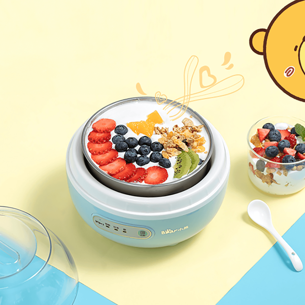 Bear Yogurt Maker with 1 Bowl 1.0L Stainless Steel Tank SNJ