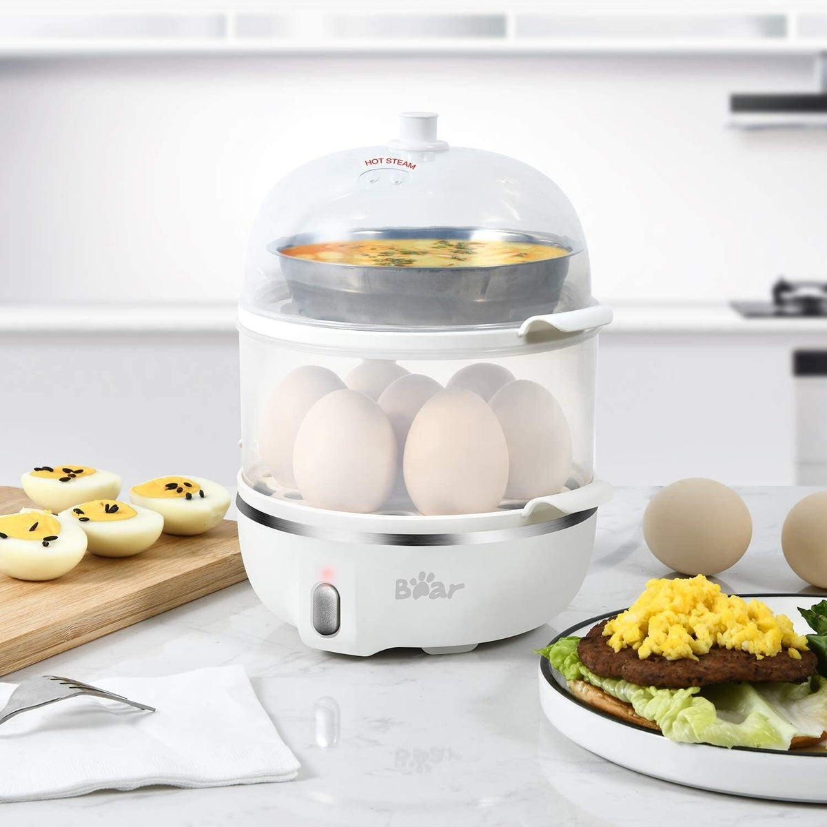 2 in 1 Electric Rapid Stainless 14 Egg Cooker/Steamer Auto Shut