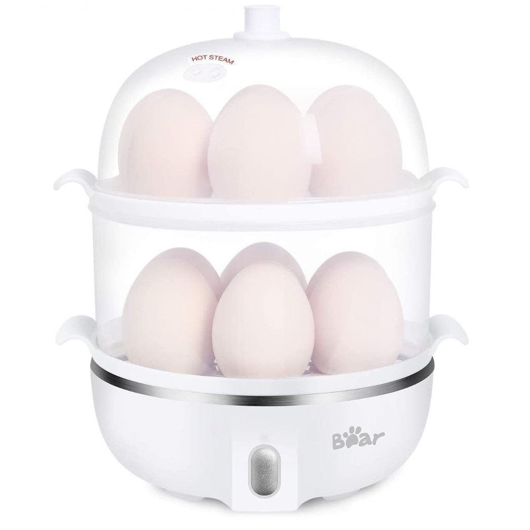  Bear Egg Cooker,14 Egg Capacity Rapid Electric Egg Cooker with  Auto Shut-Off Timer for Hard Boiled Eggs, Poached Eggs, Scrambled Eggs, or  Omelets,Single or Double Layer Use: Home & Kitchen
