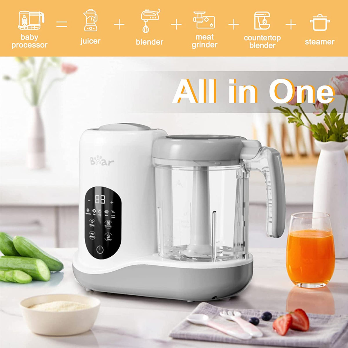 Baby Food Maker | Baby Food Processor Blender Grinder Steamer | Cooks &  Blends Healthy Homemade Baby Food in Minutes | Self Cleans | Touch Screen