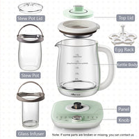Bear YSH-C18S2 Health Pot, Electric Kettle Tea Maker with Infuser, Glass Kettle & Stew Pot, 16 Menus 1.8L 120V