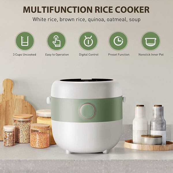 BEAR Rice Cooker DFB-B20K1 4 Cups Uncooked, 3L Digital Rice Maker with  Portable Handle 