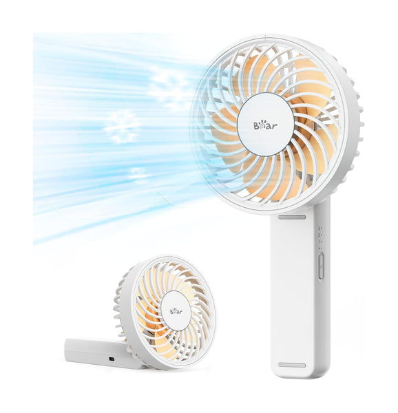 BEAR Handheld Fan DFS-Y03A3, Portable Rechargeable 2000mAh, 3-Speed, Foldable, Quiet, 2–10H Use, 180° Adjustable