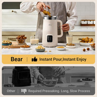 Bear 8-in-1 Nut Milk Maker Machine DJJ-E08R1，1.2L/40oz Soy & Almond Milk Maker with One-Touch Operation, Self-Clean, 12H Delay Start, 6H Keep Warm for Oat Milk, Juice, Soup etc.