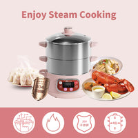 Bear Electric Food Steamer, DZG-A80A2, Stainless Steel Digital Control, 3 tier 8L Large Capacity,1200W