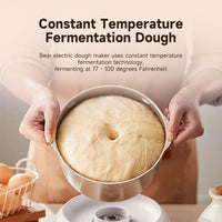 Bear Electric Dough Maker with Ferment Function, 3.7Qt Compact Dough Machine for Pizza & Bread Dough, 304 Stainless Steel, HMJ-A35M1