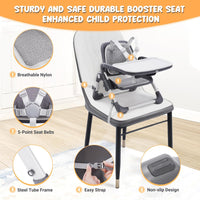 Bear Booster Seat for Kitchen Chair, MQ-JS001, Adjustable 3-Level Foldable Full-Steel Toddler Booster Seat with Removable Tray