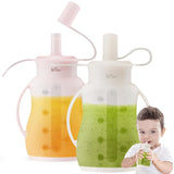 Bear Reusable Silicone Baby Food Pouches for Toddlers, BPA Free Food Grade, 2 Pack