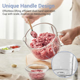Bear QSJ-K03N5 8-Cup (2L) Electric Food Processor, 300W Grinder with Glass Bowl, 4 Stainless Steel Blades, 2 Speeds, Easy Clean for Meat & Veggies