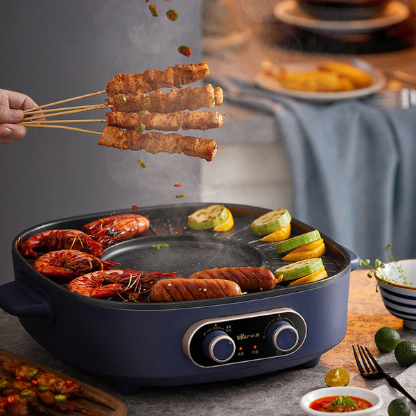 2 in 1 Electric Grill Indoor Hot Pot Barbecue Multifunctional