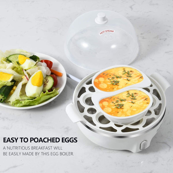 Bear Egg Cooker,14 Egg Capacity Rapid Electric Egg Cooker with Auto Shut-Off  Timer for Hard Boiled Eggs, Poached Eggs, Scrambled Eggs, or Omelets,Single  or Double Layer Use