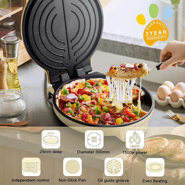 Bear 11.8'' Electric Round Griddle, DBC-C15E3, Nonstick Extra