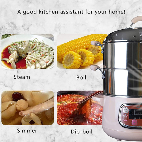 Household Electric Steamer for Food Steamer Multi-functional Three-layer  Stainless Steel Large-capacity Vegetable Steam Cooker