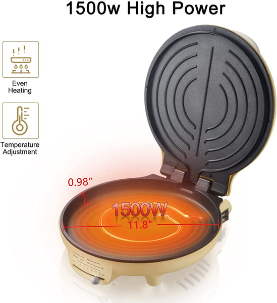 Bear 11.8'' Electric Round Griddle, DBC-C15E3, Nonstick Extra