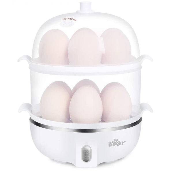 Bear Egg Cooker, Hard Boiled Egg Cooker with 12 Egg Capacity, Stainless  Steel Egg Maker, 500W Rapid Egg Cooker for Hard Boiled, Poached, Scrambled  Eggs, Omelets, Steamed Vegetables, Dumplings