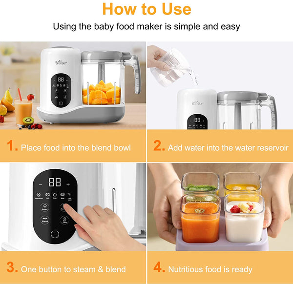 Bear Baby Food Maker, Baby food Processor, Auto Cooking & Grinding