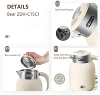 Bear ZDH-C15C1 Electric Kettle with Keep Warm Function, Auto Shut-Off, BPA Free, 1.5L